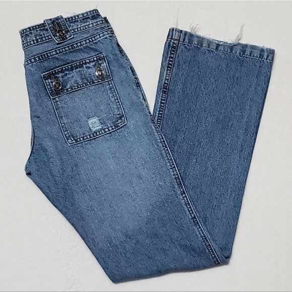 VINTAGE Distressed Boot Cut Jeans Pamela Anderson One Of A Kind 4 - Picture 4 of 11